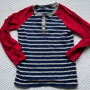 Size 8 Blue Red Stripe Half Button tee